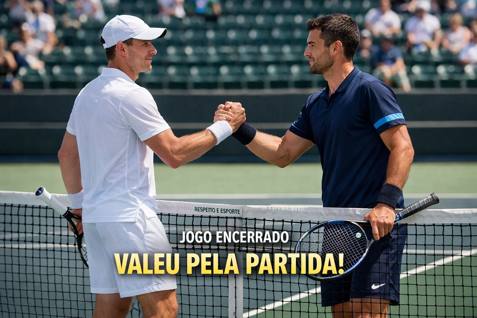 Zwei Tennisspieler geben sich am Netz die Hand nach einem Match